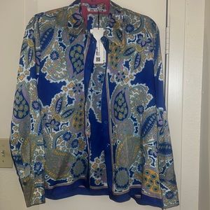 Zara button down silk top XL